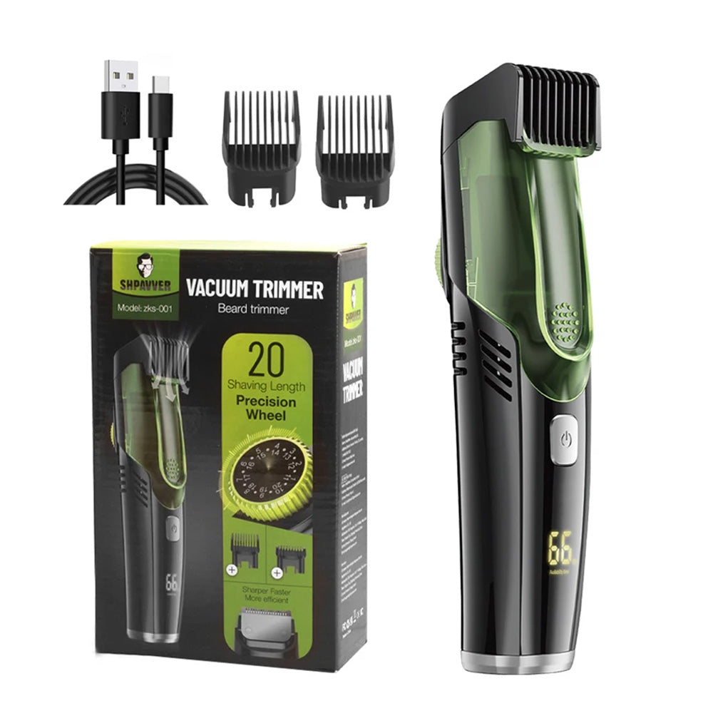 Vacuüm Trimmer met Opvangbak voor Baard en Lichaamshaar – Waterdicht en Oplaadbaar via USB | Sansoti