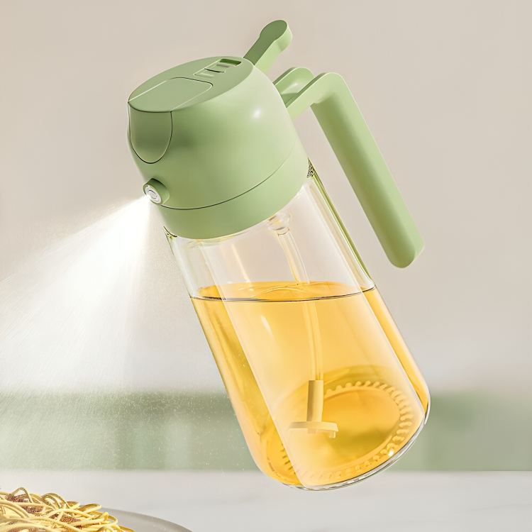 Oliespray Fles met Verstuiver 470ml Groen Geel Wit Zwart Keuken Koken Gezond Bakken Grillen Olijfolie Doseren Bespaart Olie | Sansoti