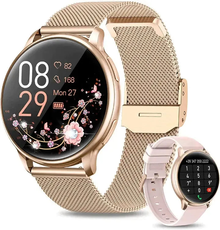 Smartwatch Dames met Hartslagmeter en Belfunctie — Fitness Tracker Bluetooth Stappenteller Slaapmonitoring Bloedzuurstofmeting | Sansoti