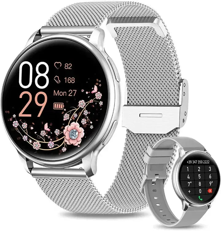 Smartwatch Dames met Hartslagmeter en Belfunctie — Fitness Tracker Bluetooth Stappenteller Slaapmonitoring Bloedzuurstofmeting | Sansoti