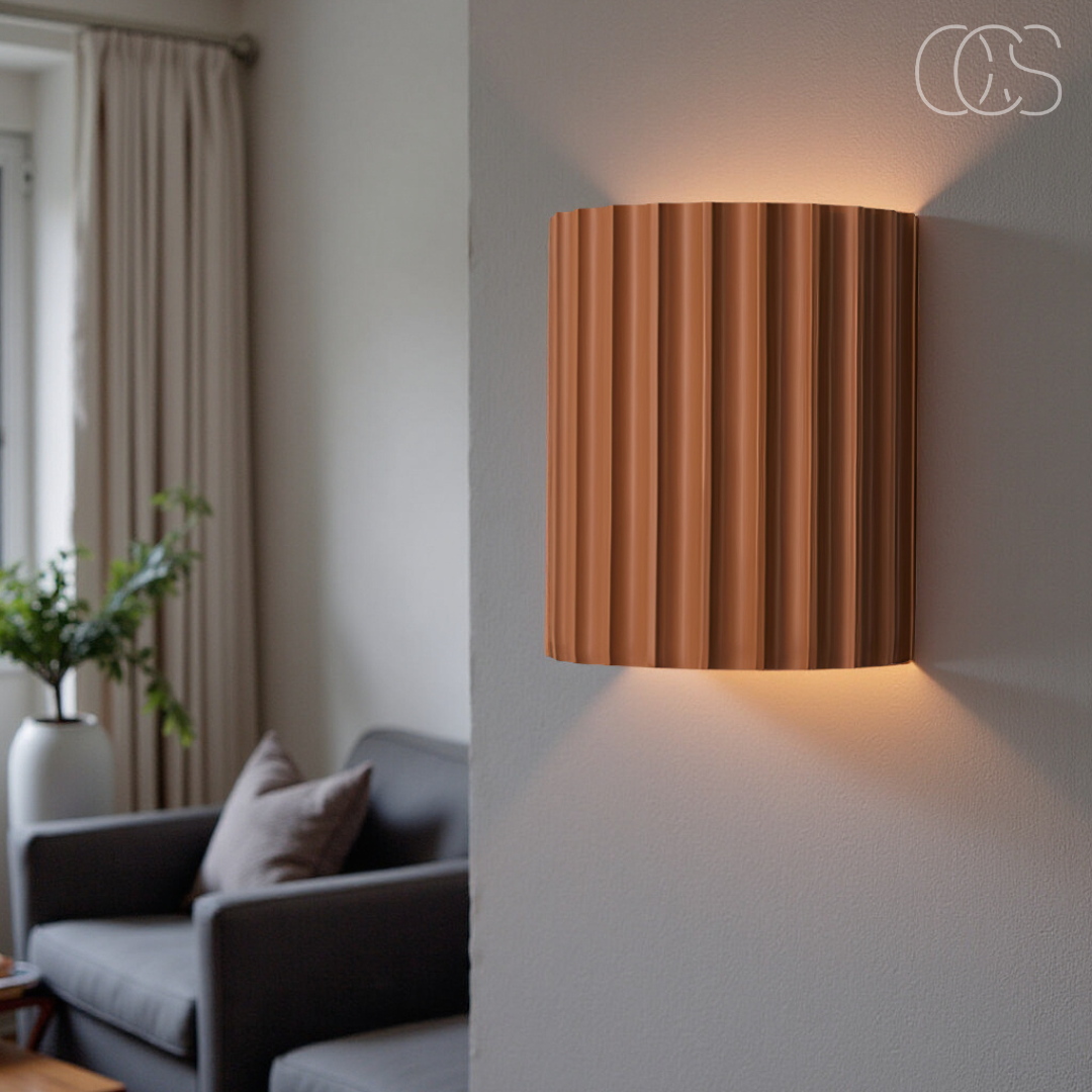 LED Wandlamp met Geribbeld Reliëf Bidirectioneel Licht Dimbaar Kunsthars 14x8x16,5cm Hal Slaapkamer Woonkamer | Sansoti