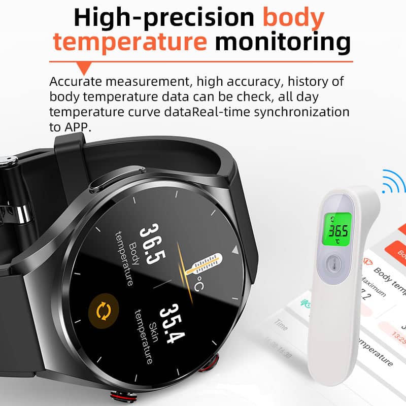 Smartwatch met Hartslagmeting en Bloedsuikermonitoring Digitaal Horloge Zwart Gezondheidshorloge Sporthorloge | Sansoti