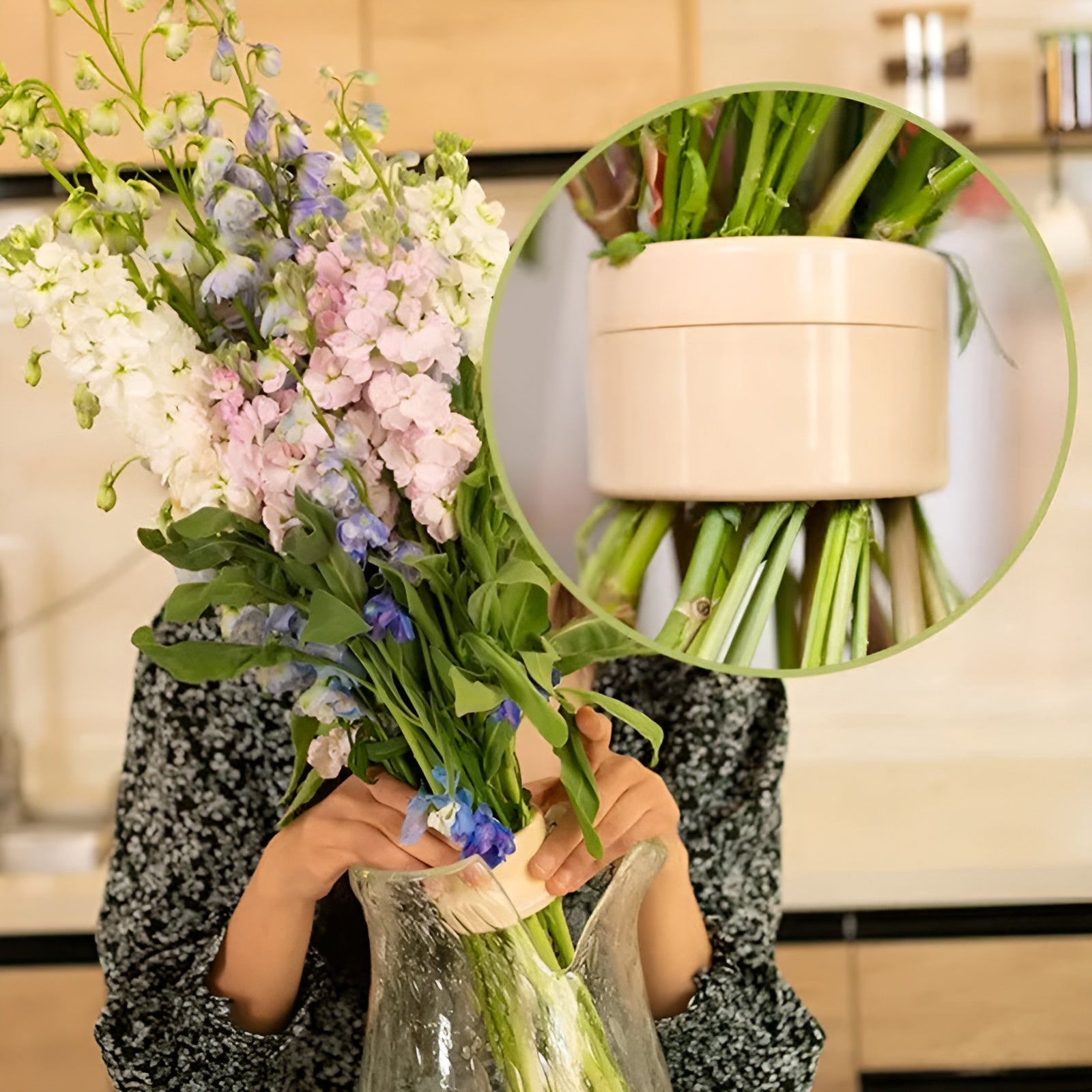 Spiraalvormige Bloemensteelhouder – Stabiel & Waterdicht – Voor Unieke Bloemsierkunst | Sansoti