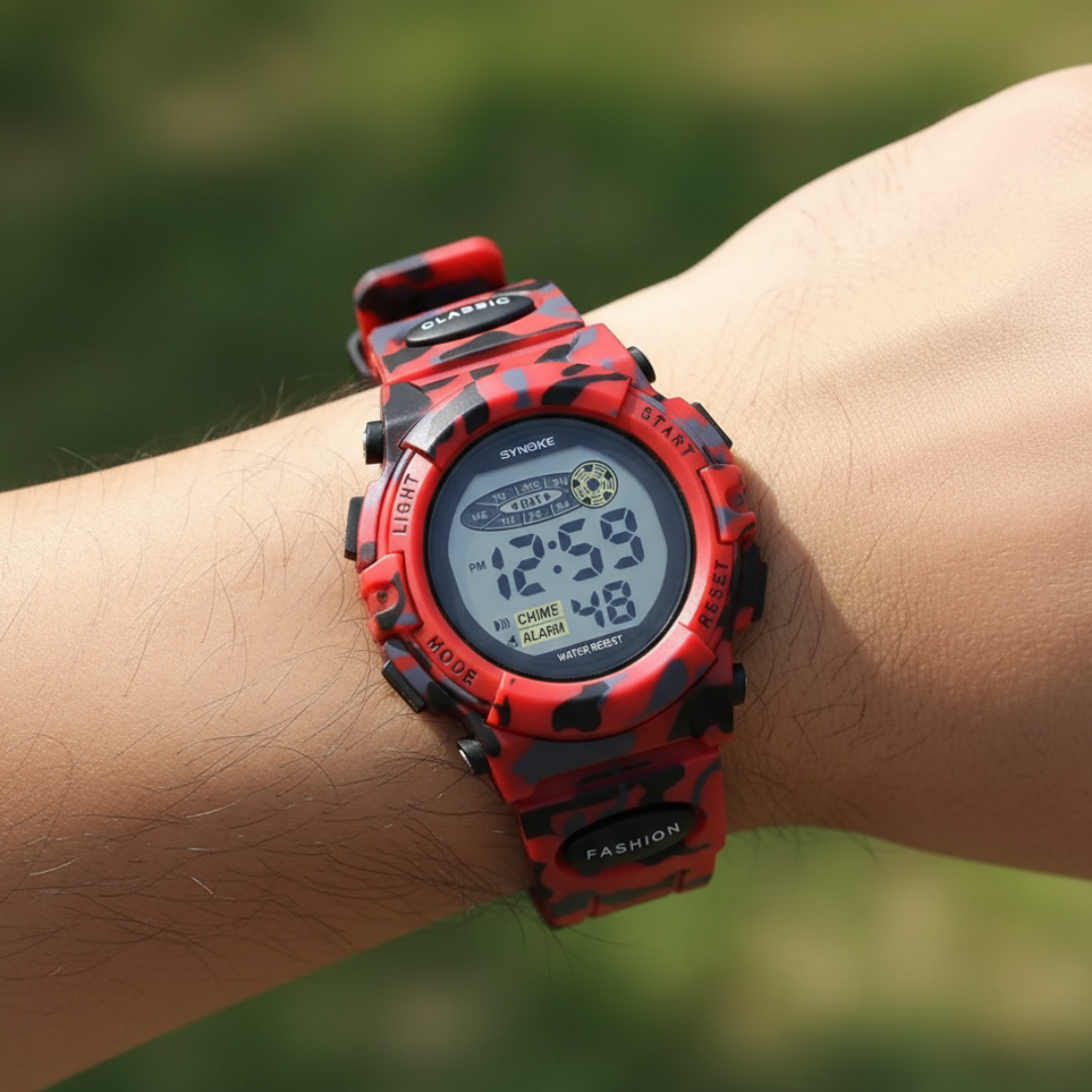 Digitaal Kinderhorloge Waterdicht & Stoßvastig – Datum Alarm Stopwatch Functie – Leerzame Sportuhr met Verlichting – PU Siliconen Band Jongens Meisjes 6-15 Jaar | Sansoti