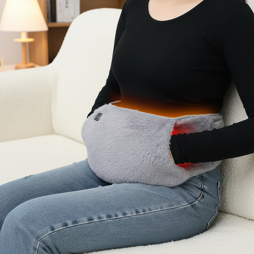 USB-C Heated Belt Adjustable Gray 3 Heat Settings Abdomen Back Hand Warmer Soft Polyester 105x20cm Winter | Sansoti