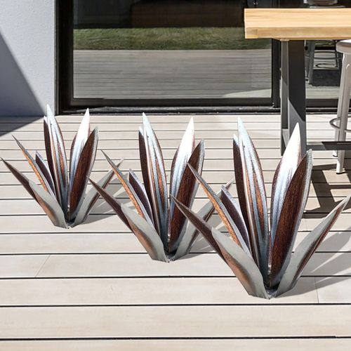 Metalen agave tuinbeeld van roestvrij staal voor tuin, terras en interieurdecoratie | Sansoti
