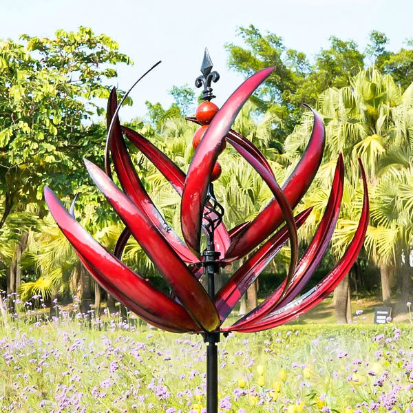 Tuinwindmolen Draaibaar Metaal Weervaan Vogel Design Blauw Rood 90cm voor Terras Tuin Balkon Decoratie | Sansoti