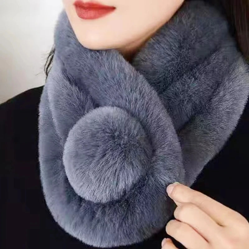Weicher Kunstpelz-Halswärmer für Damen und Herren - Winter, Plüschschal, Grau, Weiß, Braun, Unisex-Modeaccessoire | Sansoti