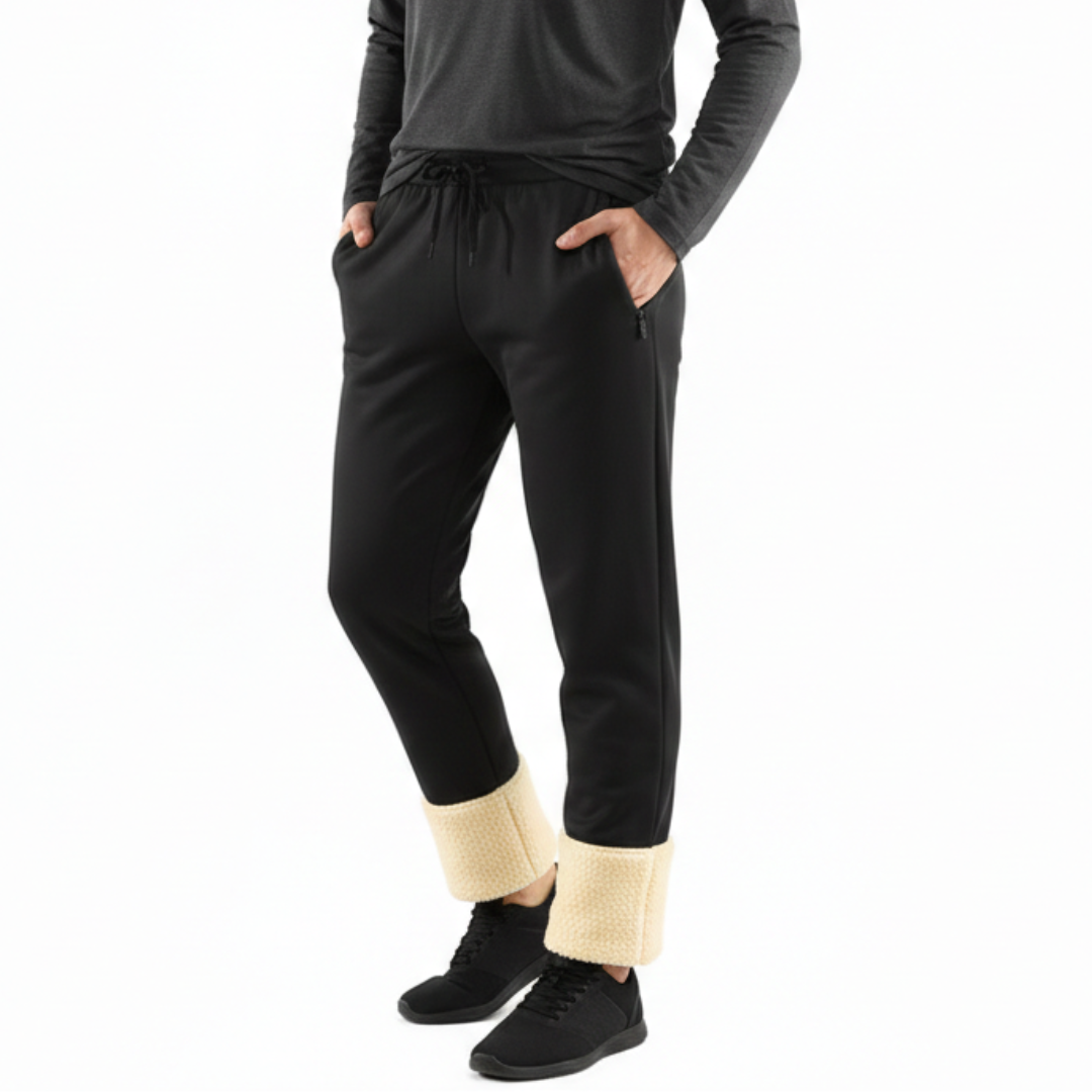Lined Joggers with Sherpa Inner Lining, Winter Pants, Fleece, Zippered Pockets, Elastic Waist, Comfort | Sansoti