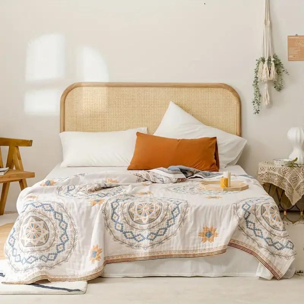 Katoenen Plaid met Mandala-Patroon – Boheems Decoratieve Deken voor Bank en Bed – 152×203 cm en 203×231 cm | Sansoti