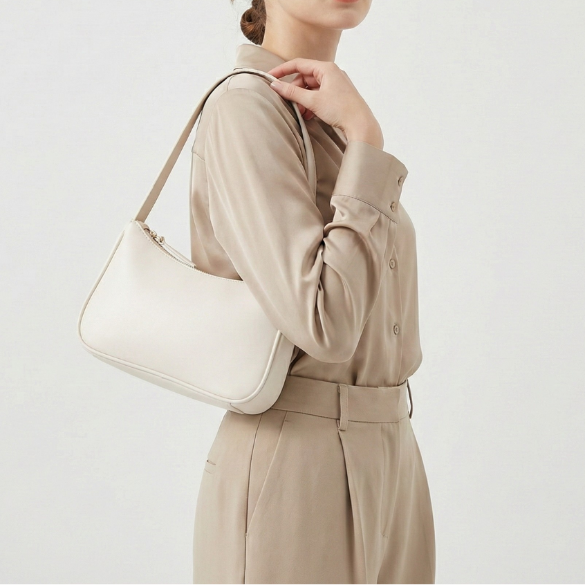 Kompakte Schultertasche in Baguette-Form aus PU-Leder, Damen-Crossbody-Handtasche, stilvoll, für den täglichen Gebrauch, elegant | Sansoti