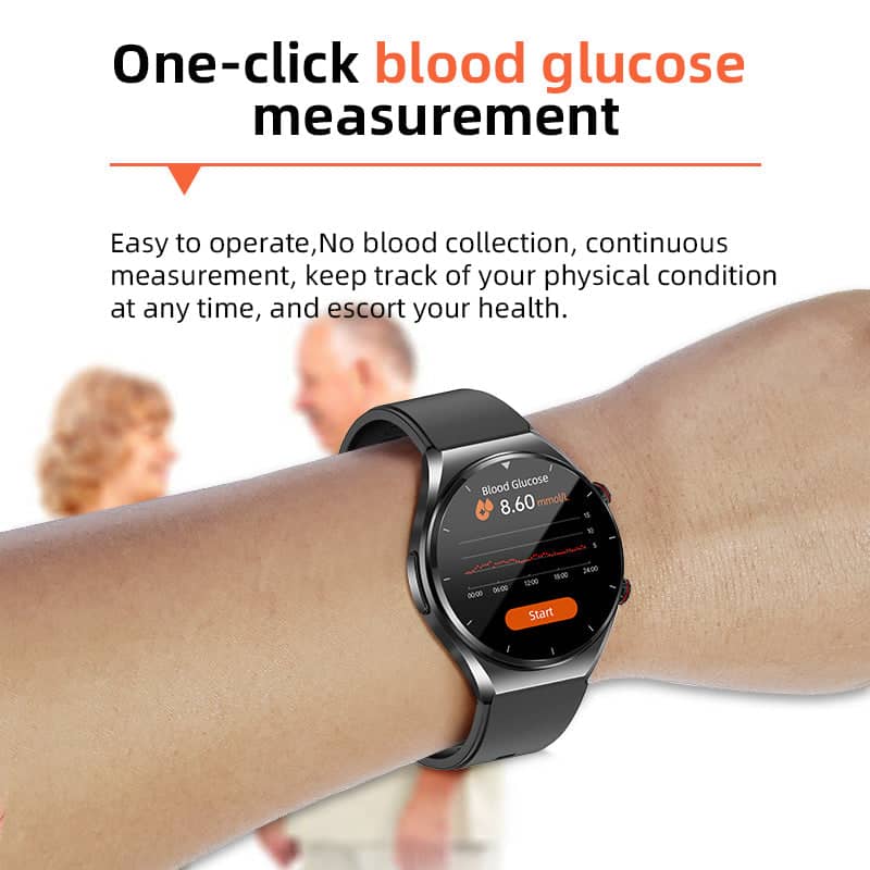 Smartwatch met Hartslagmeting en Bloedsuikermonitoring Digitaal Horloge Zwart Gezondheidshorloge Sporthorloge | Sansoti