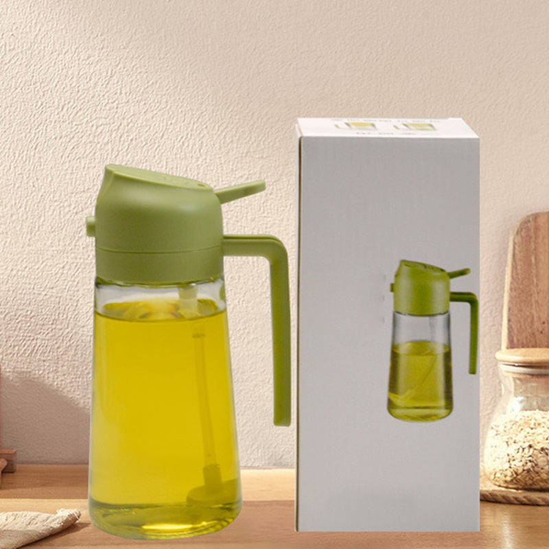 Vaporisateur et distributeur d’huile en verre 2-en-1, flacon à pompe et spray pour vinaigre et sauce soja, dosage en cuisine, huile 470ml | Sansoti
