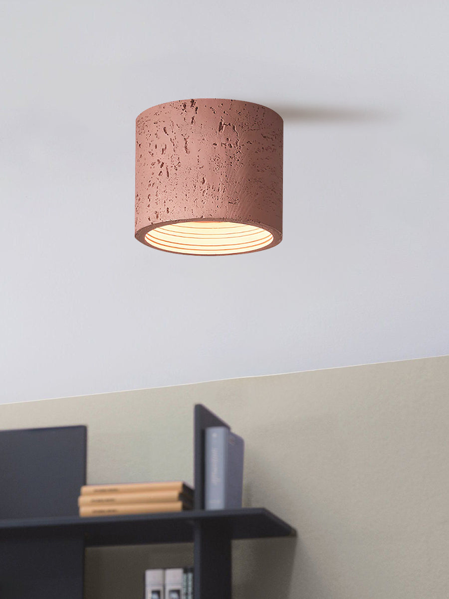 Cilindrische plafondlamp van travertijn – LED verlichting voor moderne interieurs | Sansoti