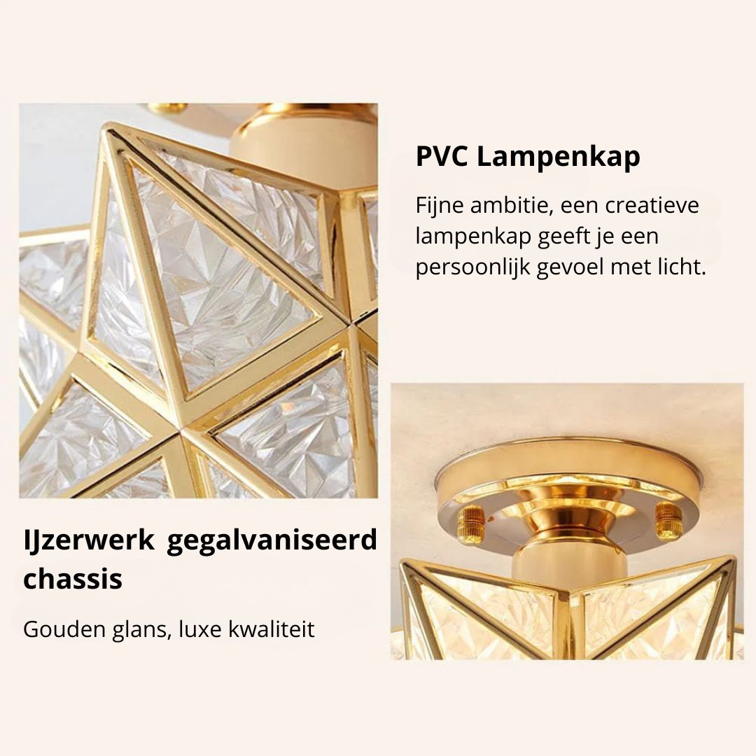 Pinlo Sternförmige Deckenleuchte E27 Gold Flur Schlafzimmer Beleuchtung geometrisches Design Deckenleuchte modern klassisch kompakt 20 cm | Restfield