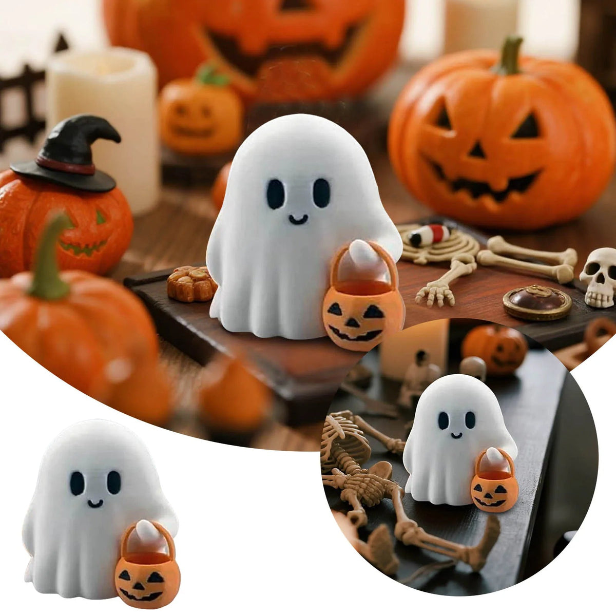 White Resin Ghost Figurines Halloween Decoration Table Desk Festive Home Accent Spooky Interior | Sansoti