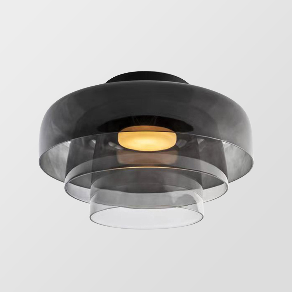 Design Glazen Plafondlamp met Gelaagde Structuur — Elegant Lichtspel voor Eetkamer, Woonkamer en Slaapkamer | Sansoti