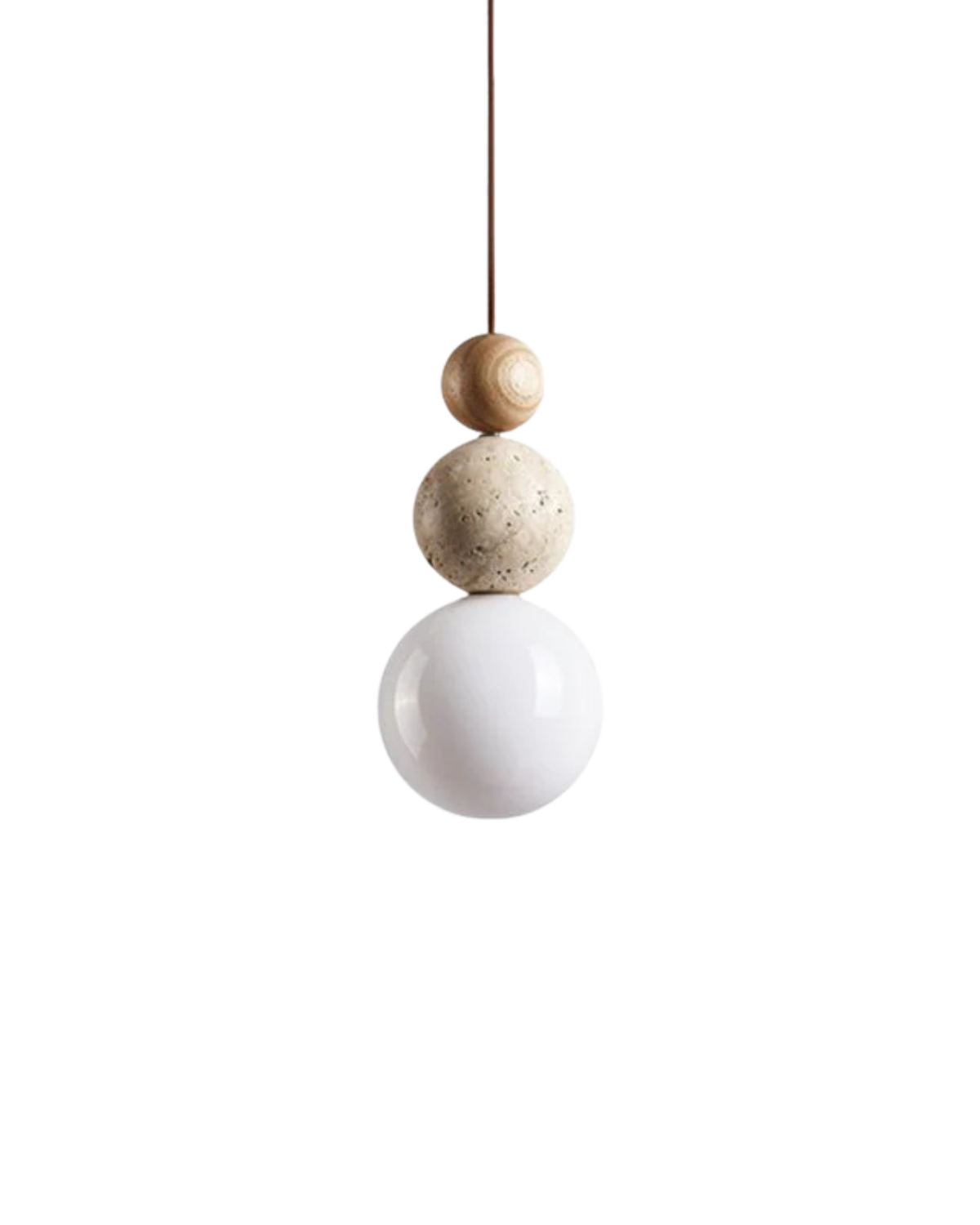 Sculptuur Hanglamp met Natuursteen en Glazen Bol – Warm Ambient Licht voor Eetkamer Woonkamer Slaapkamer – Japandi Design Hangverlichting | Sansoti