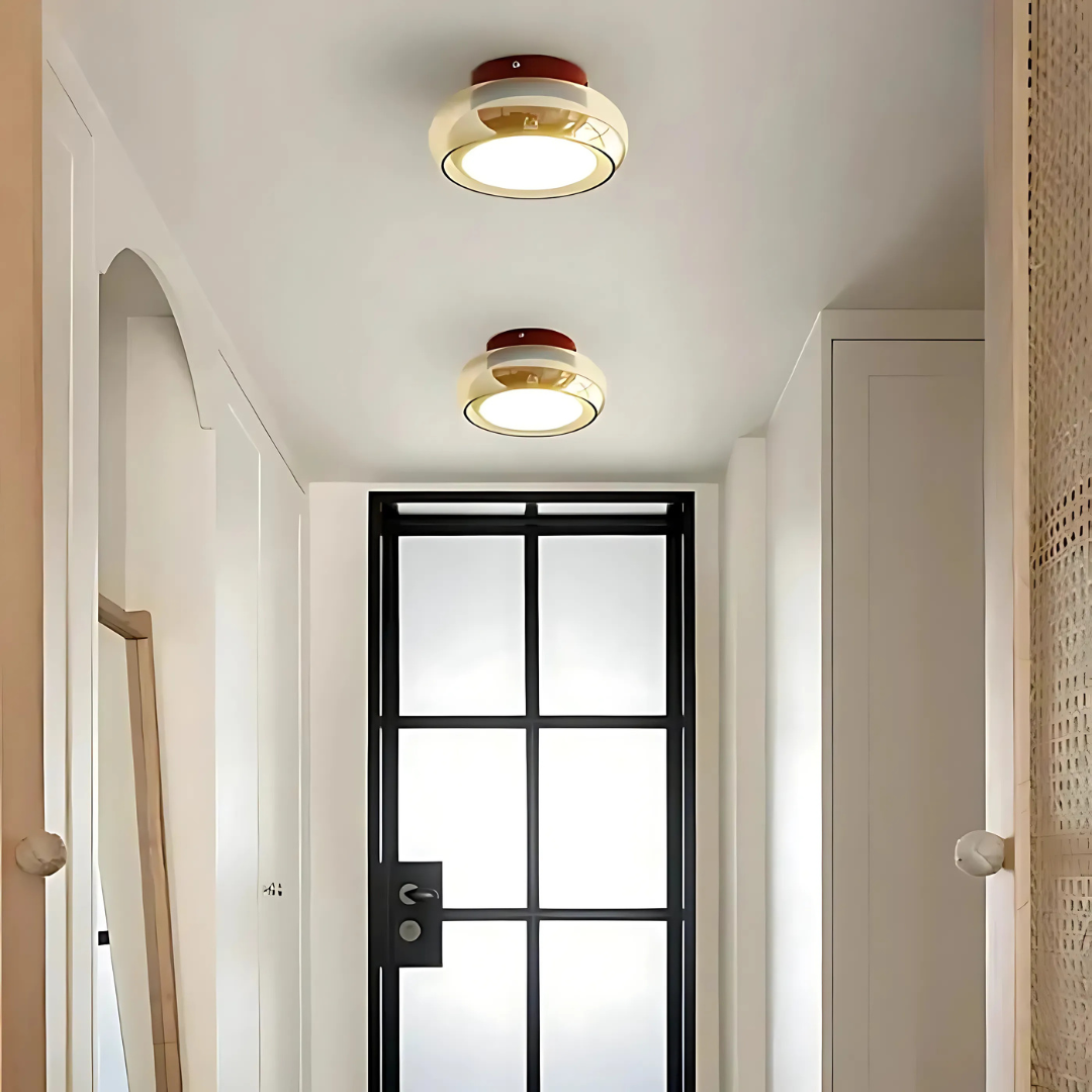 Plafondlamp Glas LED 24W Amber Woonkamer Hal Retro Design Compact Modern | Sansoti