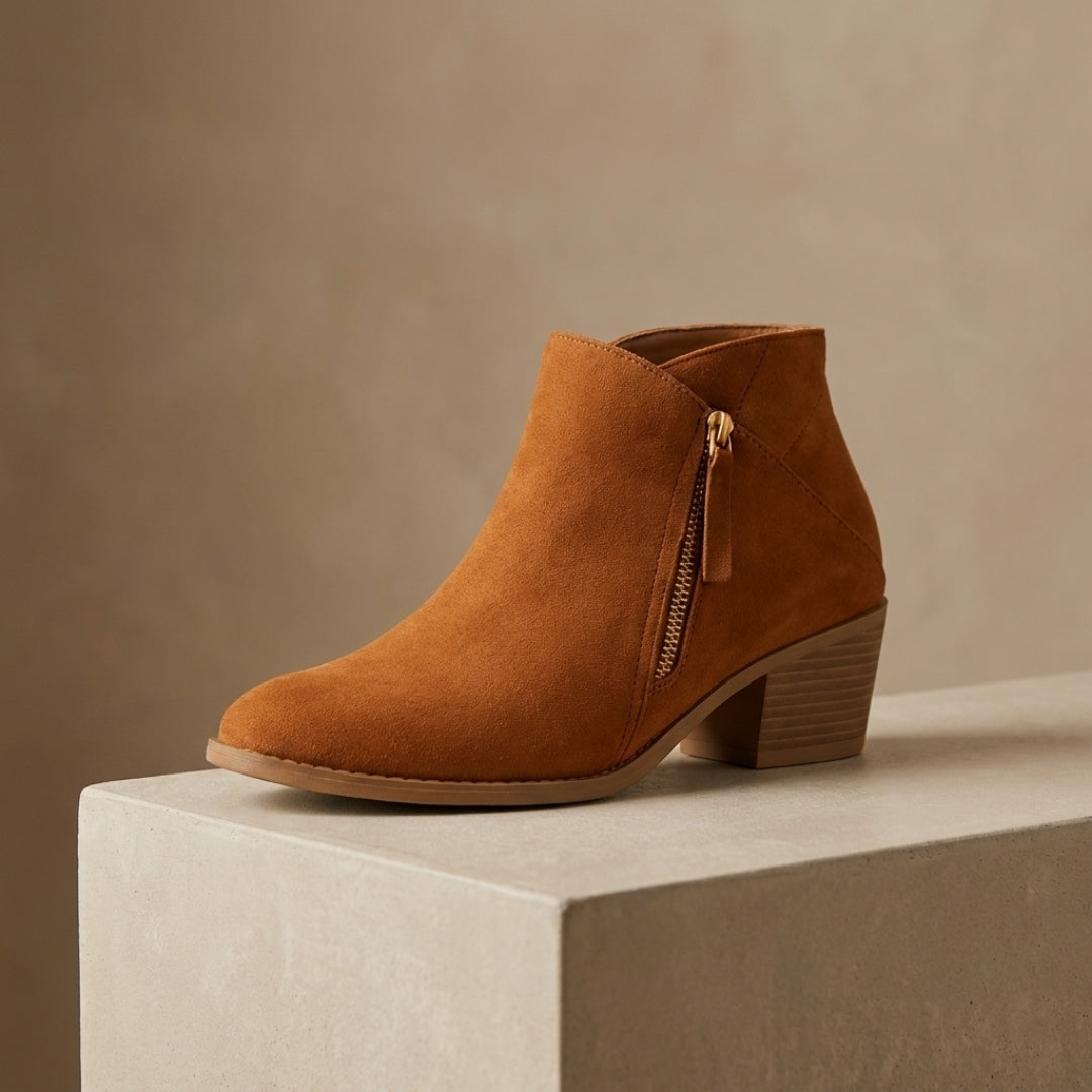 Damen-Stiefeletten mit Blockabsatz, spitzer Zehenpartie und Reißverschluss – bequemes, zeitloses Design für Arbeit und Freizeit, elegant | Sansoti