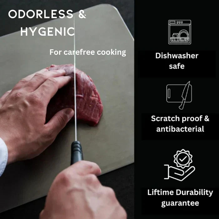 Planche à découper en titane antibactérienne argentée, douce pour les couteaux, hygiénique, résistante aux rayures et durable pour la cuisine | Sansoti