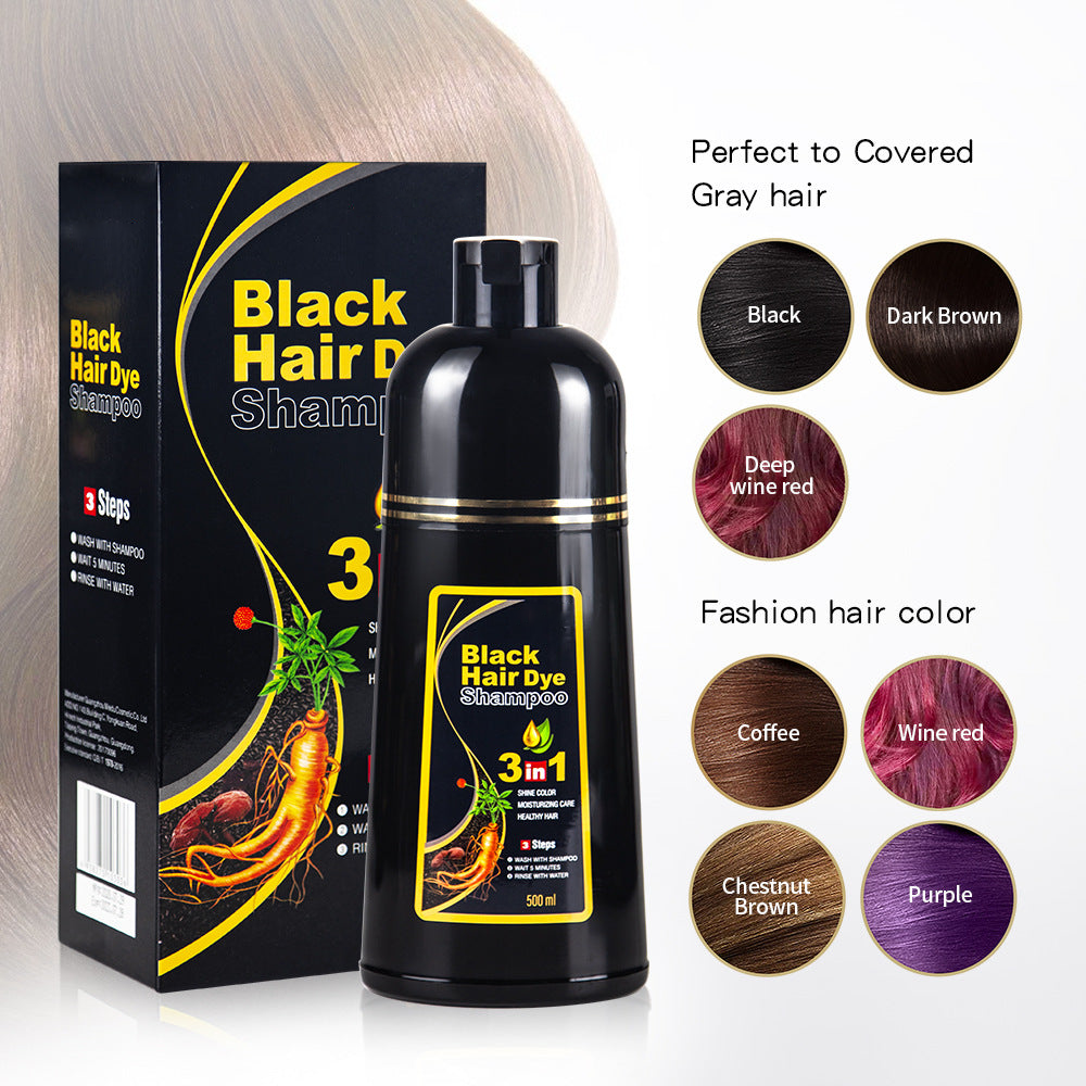 Haarkleuring Shampoo Zwart Bruin Kastanje met Plantextract 500ml Natuurlijke Haar Verzorging voor Thuis | Sansoti
