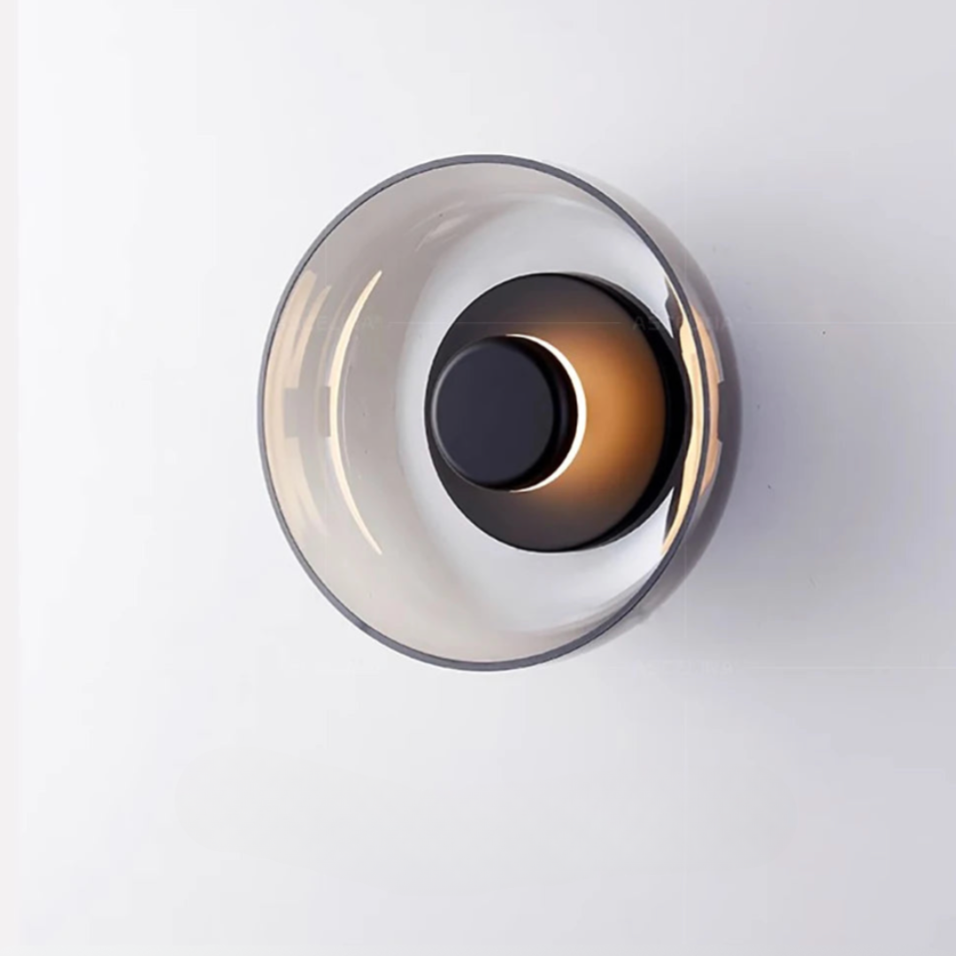 Moderne Glazen LED Wandlamp – Stijlvolle Wandverlichting in Smoke Gray of Champagne Gold – Ideaal voor Slaapkamer, Woonkamer & Hal | Sansoti