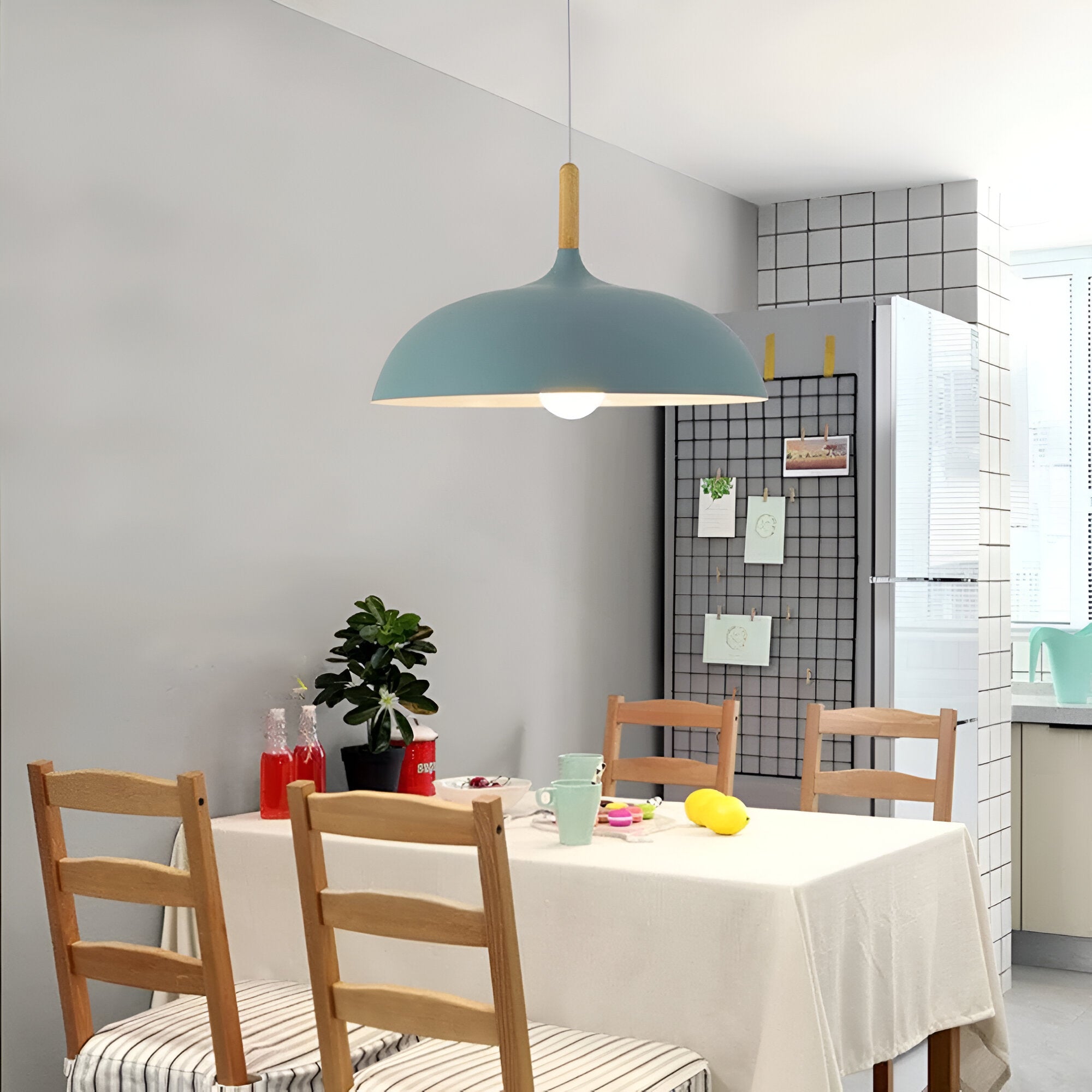 Hängeleuchte Holz Eisen Skandinavisch Japandi Rund E27 Ø35 Ø60 Esszimmer Küche | Restfield