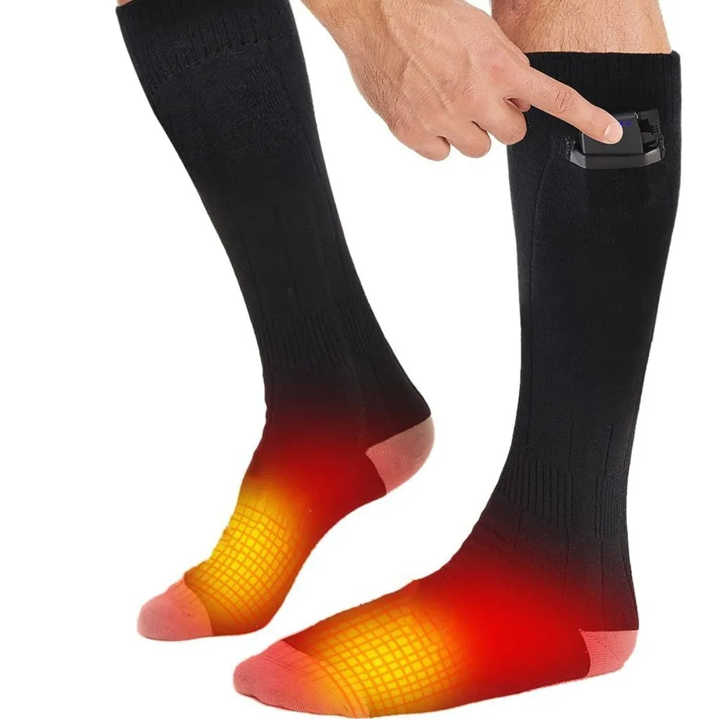 Elektrisch beheizte Socken mit wiederaufladbarer Batterie, warme Unisex-Wintersocken, 3 Temperaturstufen, komfortabel | Sansoti