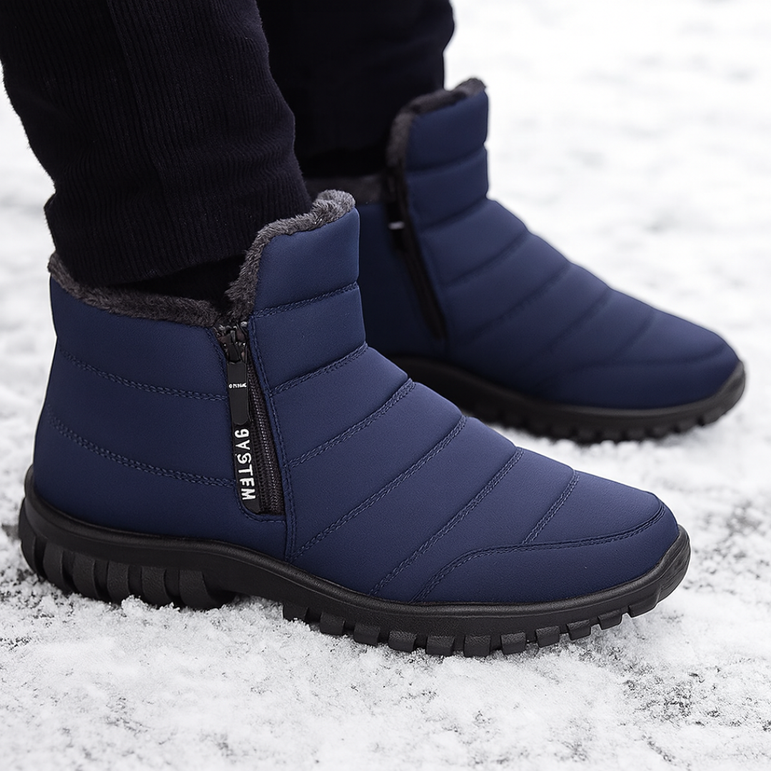 Waterproof Men's Boots with Zipper Warm Lined Winter Shoes Non-Slip Outdoor Snow Boots High Shaft Hiking | Sansoti
