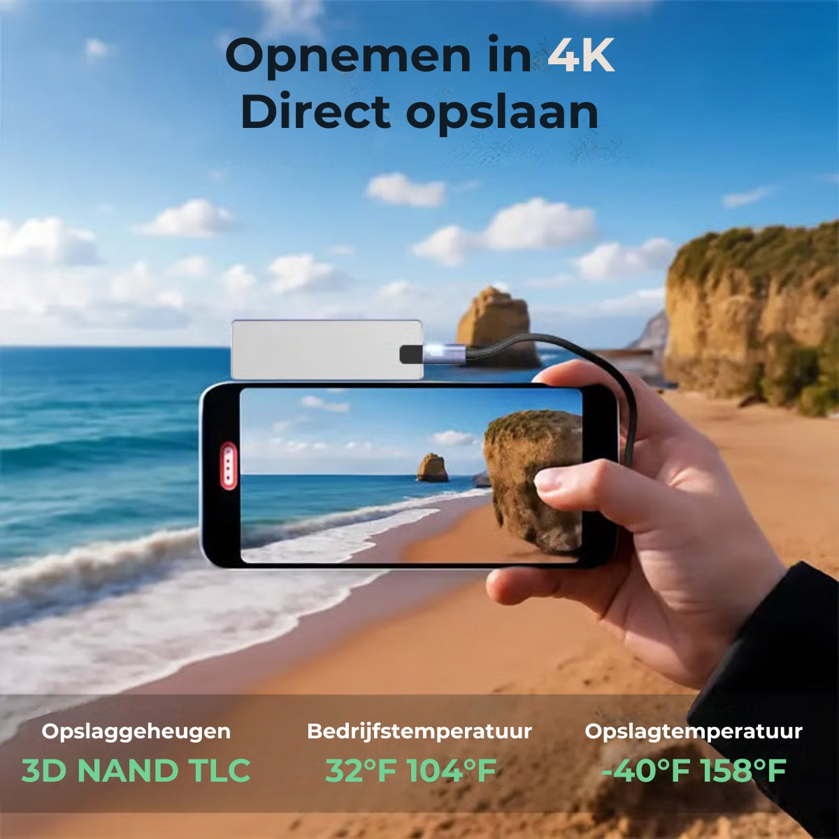 500GB USB Stick Externe Opslag Hoge Snelheid USB 3.0 Voor iPhone Android PC Mac Laptop Met Opvouwbaar Ontwerp En Compacte Draagbare Behuizing | Sansoti