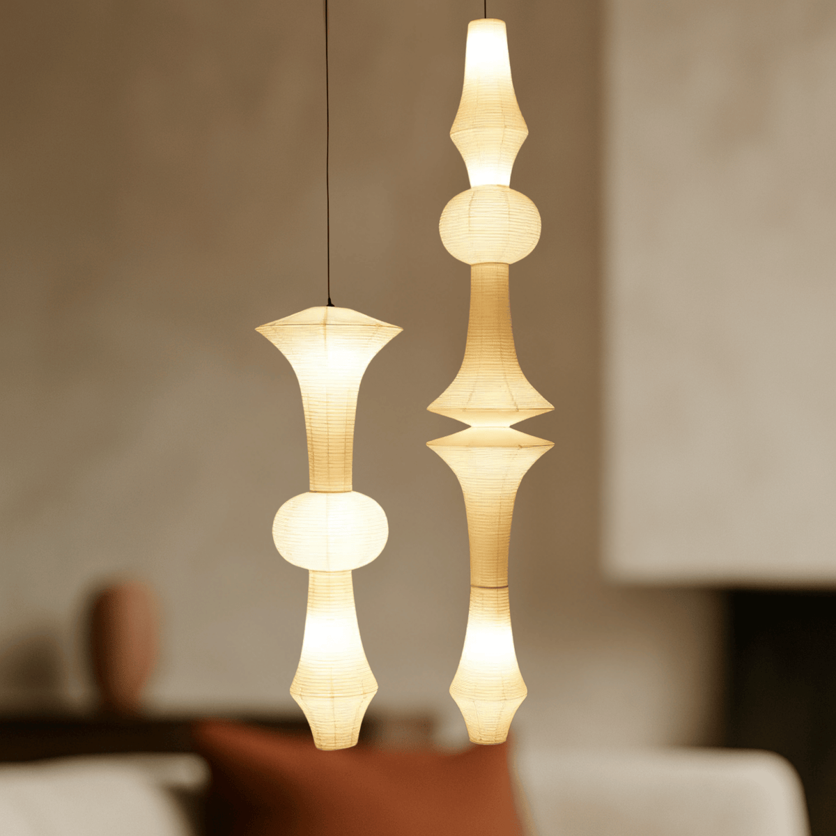 Hanglamp Japans Papier E27 LED Washi Plafondverlichting Beige Wit Sfeerverlichting Woonkamer Slaapkamer | Sansoti