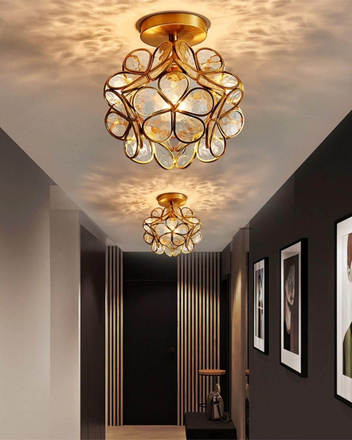 Moderne Deckenleuchte mit Blumendesign aus Acryl und goldfarbenem Eisen – luxuriöse LED-Designerleuchte 20 cm | Restfield