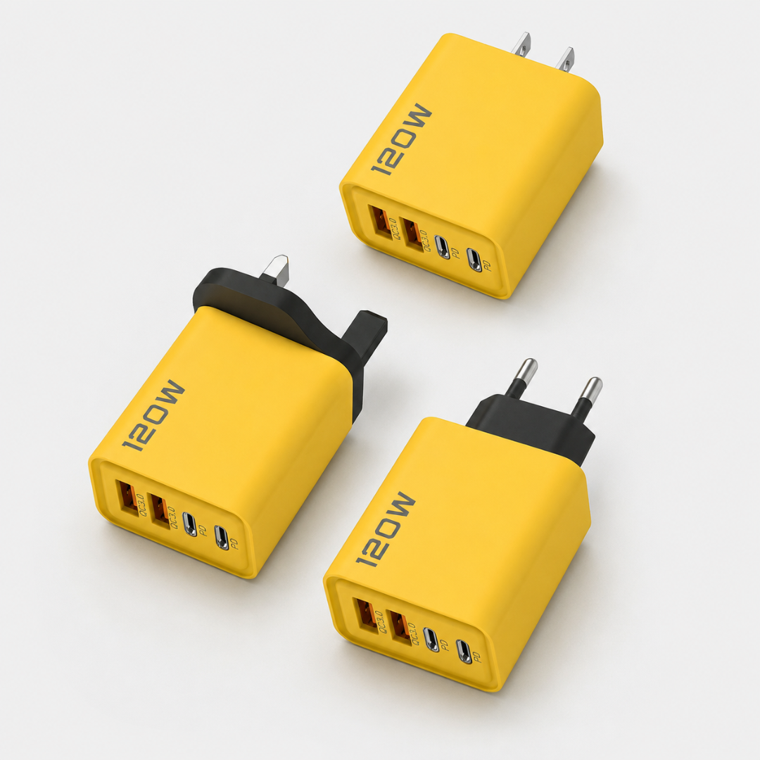 Compact Wall Charger with 6 Ports, USB-C, USB-A, Fast Charging for Phone, Tablet, Laptop, Travel Adapter, GaN, Home Office | Sansoti