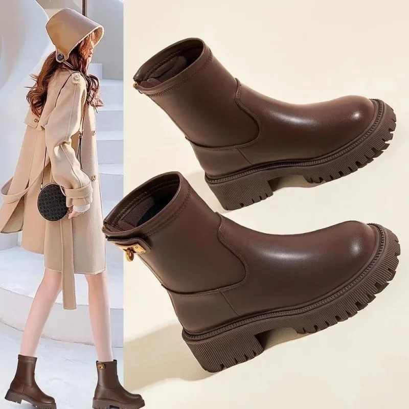 Damen-Stiefeletten aus Leder mit Reißverschluss, hoher Tragekomfort, Streetwear, Winter, Herbst, lässig, schick, modisch, stilvoll | Sansoti