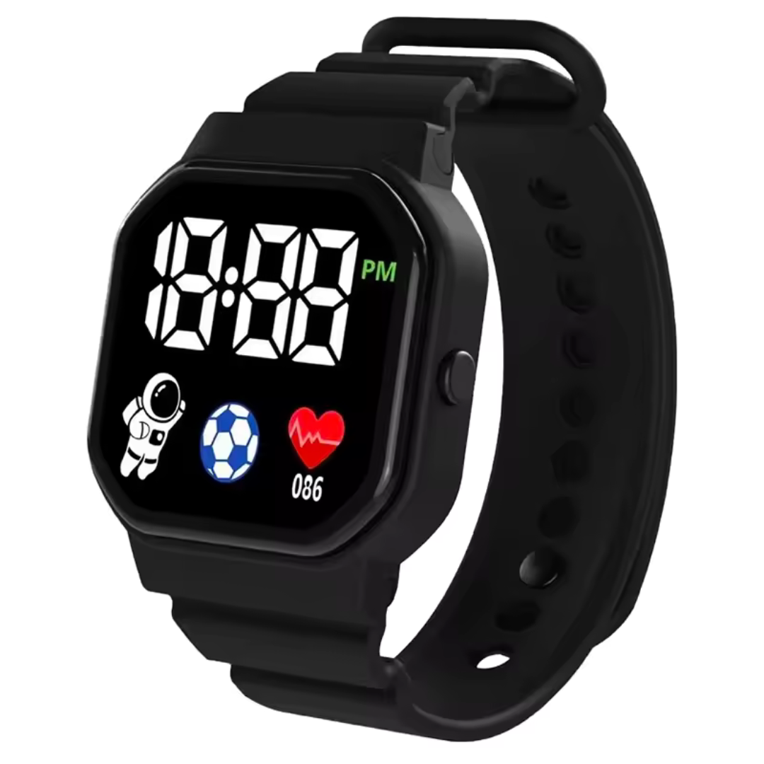 Digitale LED-Kinderuhr Astronaut, wasserdicht, mit Silikonarmband, Armbanduhr für Mädchen und Jungen zum Uhrzeitlernen | Sansoti