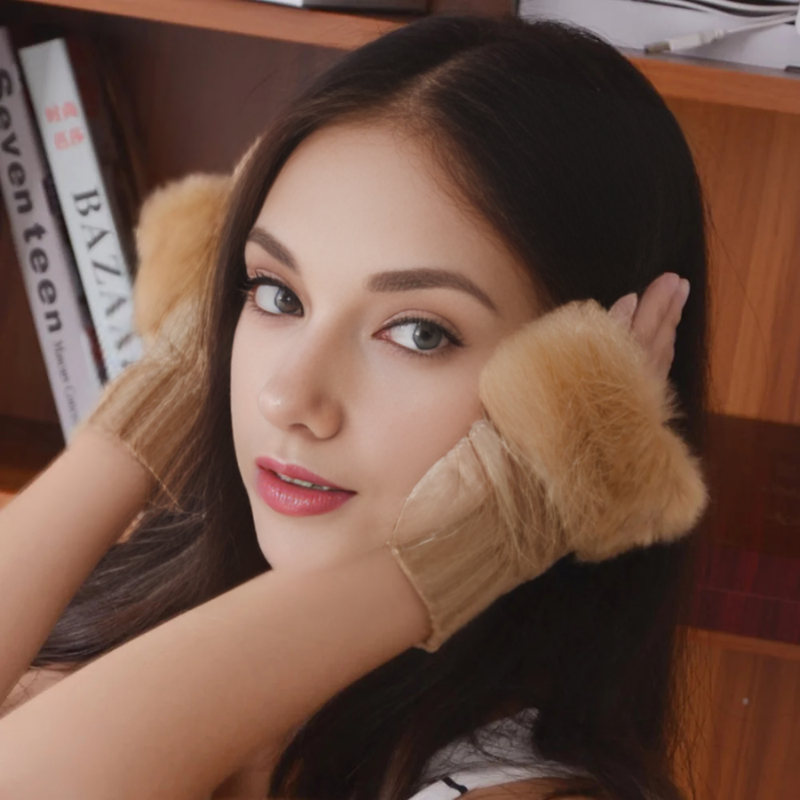 Fingerless Gloves with Faux Fur Wrist Warmer, Wool Hand Warmer, Stretchy, for Colder Days, Winter Comfort | Sansoti