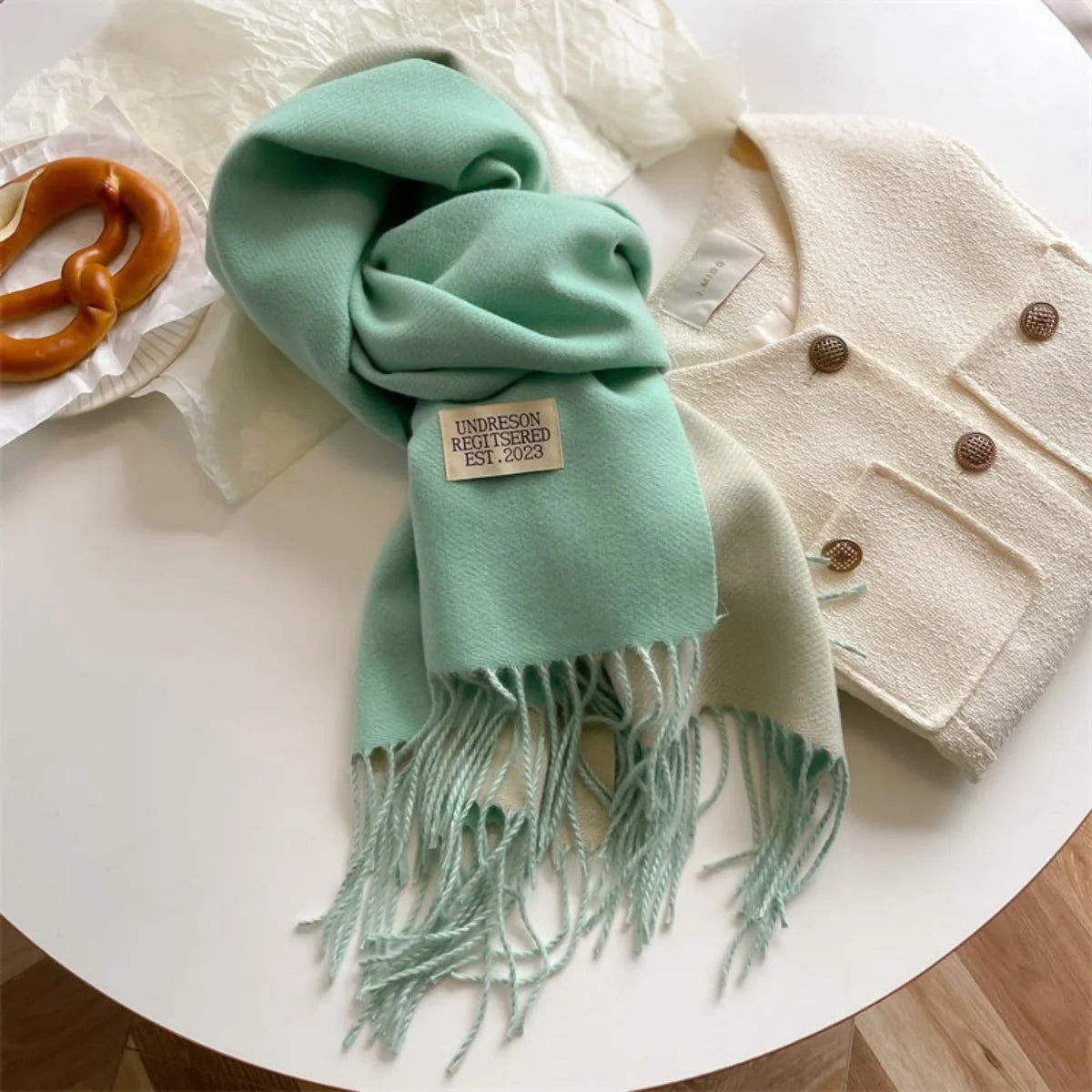 Étole réversible en laine pashmina à franges pour femme, écharpe d’hiver chaude, châle doux et élégant | Sansoti
