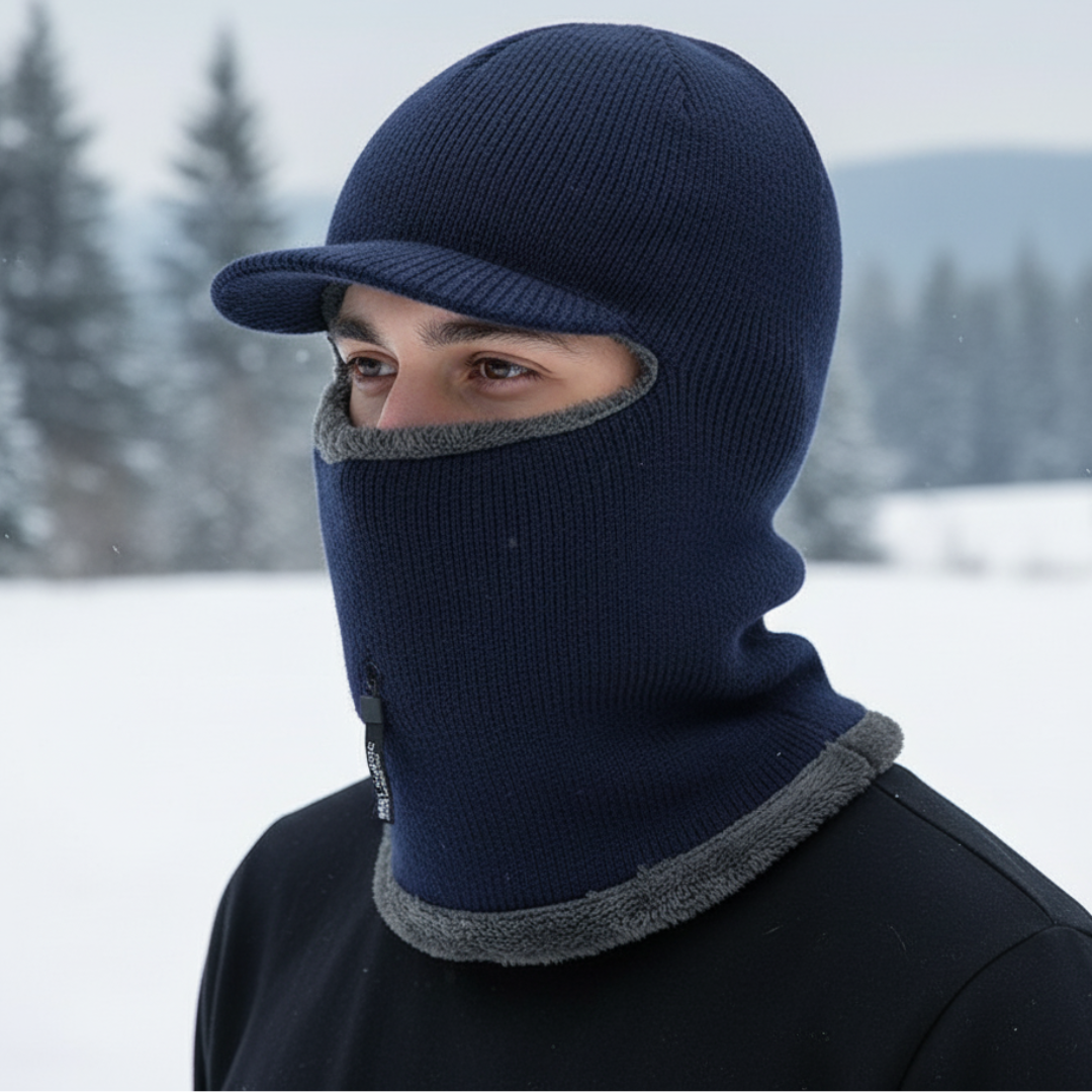 Knitted Winter Hat with Fleece Lining and Face Protection Unisex Windproof for Skiing Cycling Outdoor | Sansoti