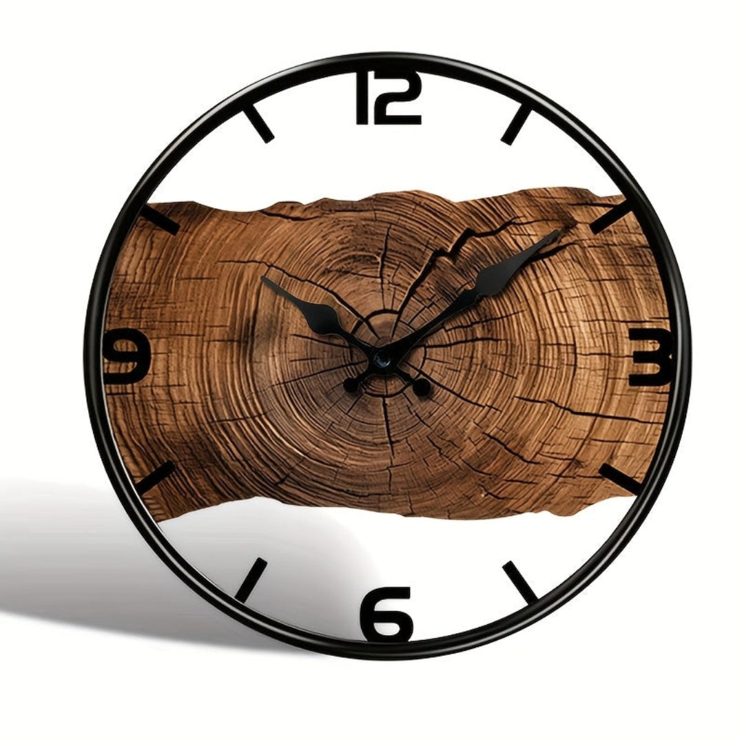 Ronde Wandklok met Uitgesneden Houtdesign Stil Uurwerk Scandinavisch Interieur Woonkamer Slaapkamer Decoratie | Sansoti
