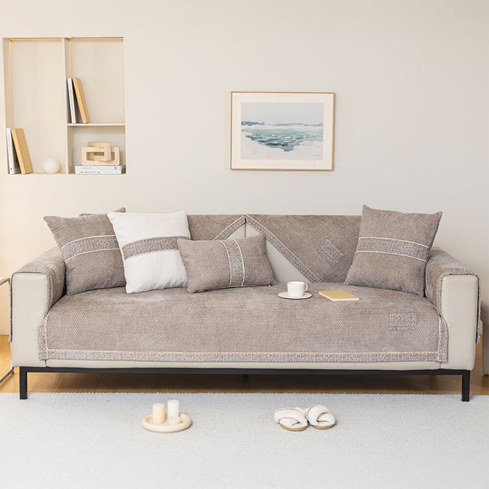 Geweven Chenille Bankhoes met Antislip Tweed Textuur voor Optimale Bescherming van Meubels Bank Sofa | Sansoti