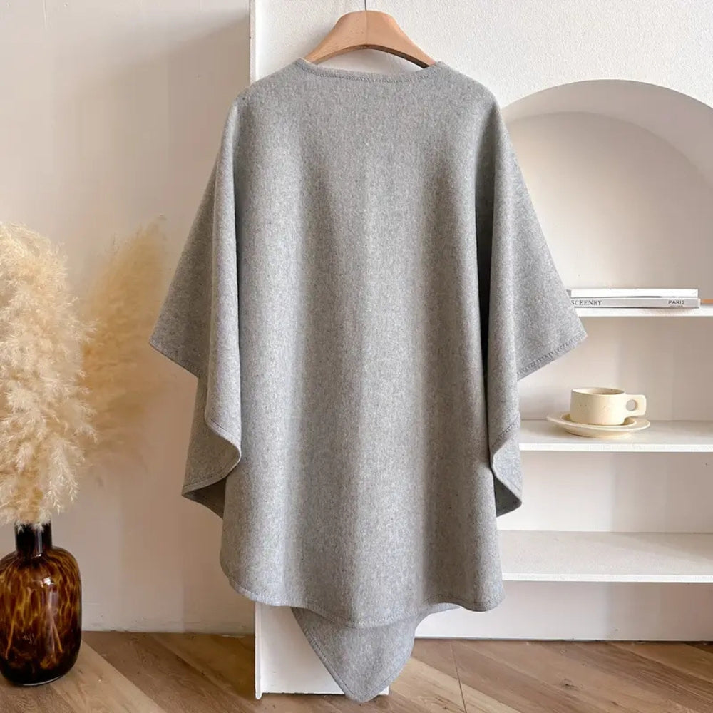 Lichte Poncho Cape met Bescherming tegen Wind en Kou – Warme Shawl voor Najaar en Winter | Sansoti