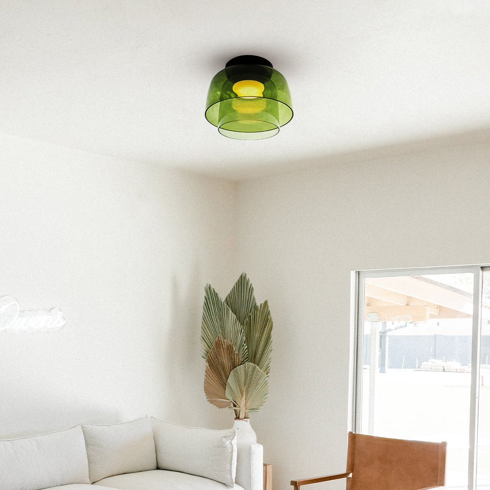 Design Glazen Plafondlamp met Gelaagde Structuur — Elegant Lichtspel voor Eetkamer, Woonkamer en Slaapkamer | Sansoti