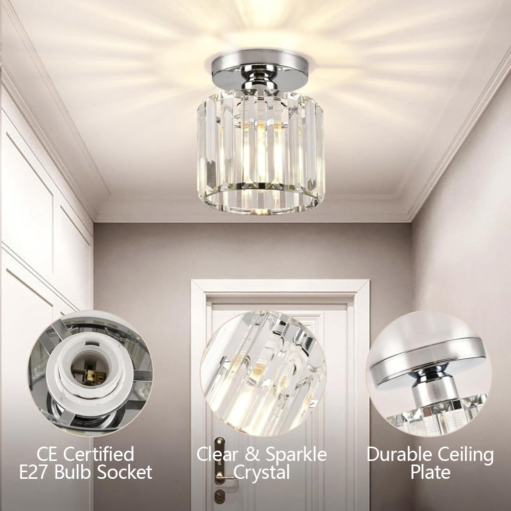 Deckenleuchte Kristall Schwarz Silber Gold E27 Aufbau Modern Flur Wohnzimmer | Restfield