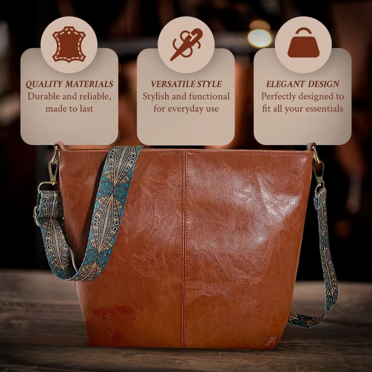 Leren Schoudertas Vintage Stijl Dames Cross-Body Handtas Verstelbare Riem Magnetische Sluiting Casual Chic | Sansoti
