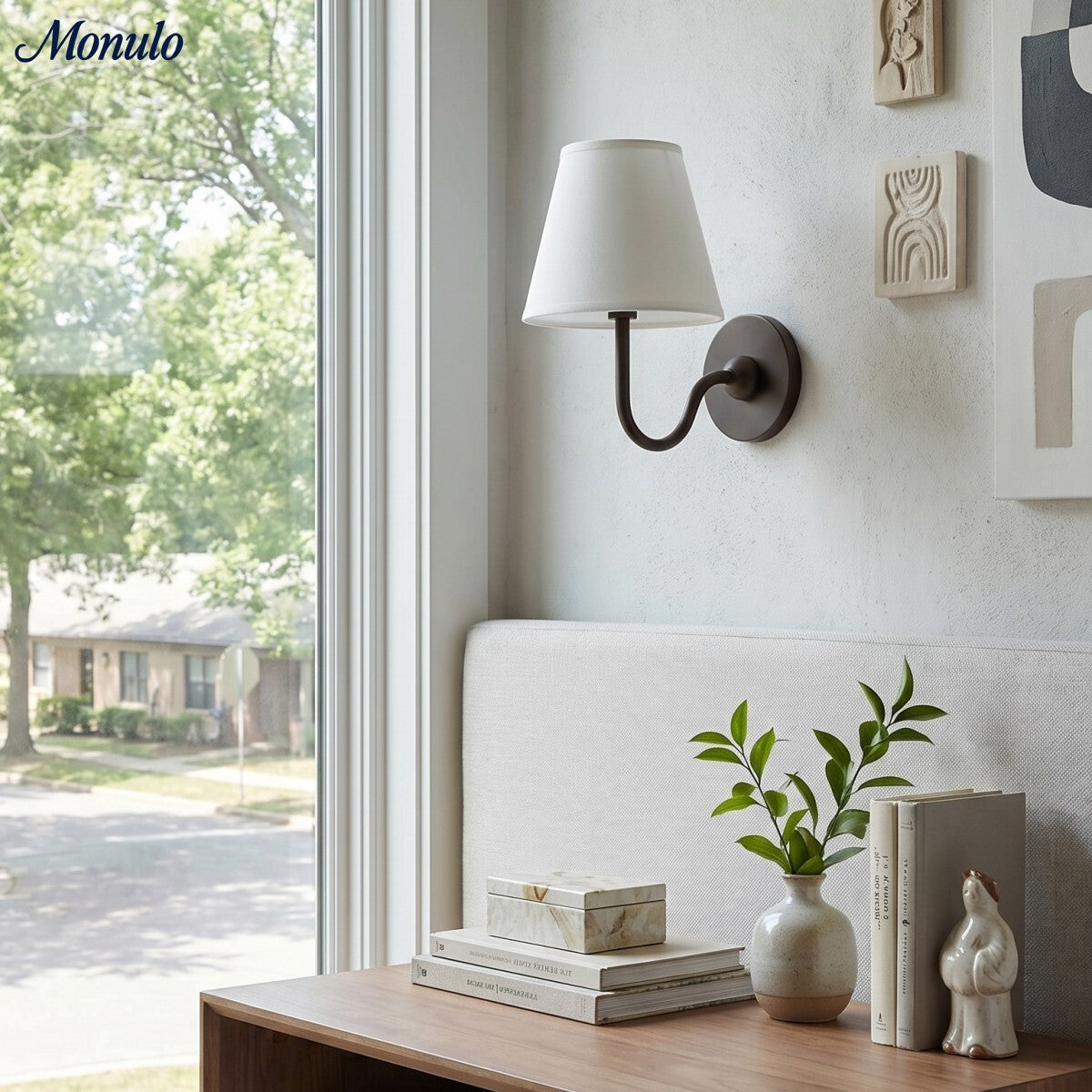 Wandlamp met Geplisseerde Stoffen Kap – Klassieke Verlichting voor Slaapkamer en Woonkamer | Sansoti