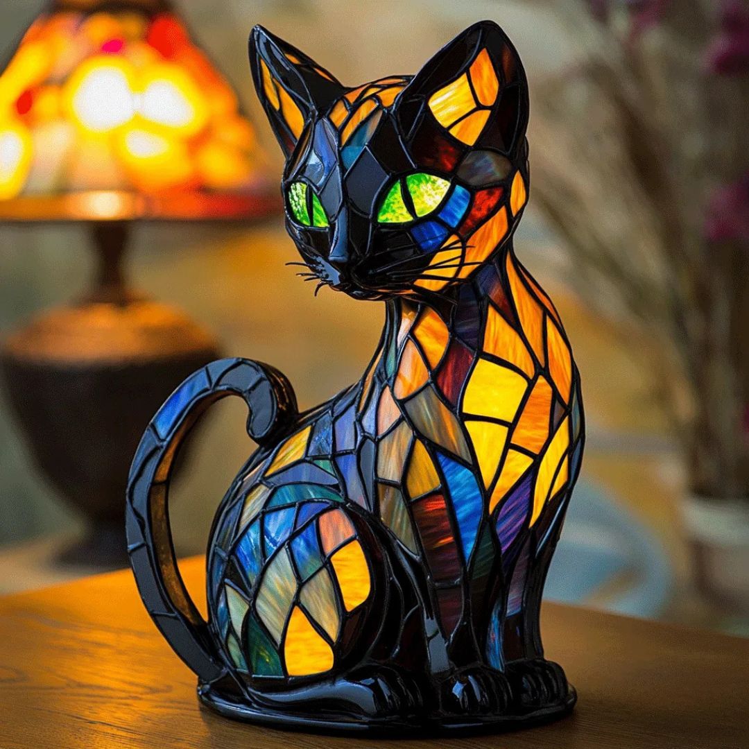 Handgemaakte Katten Tafellamp met Warm Licht — Decoratieve Kattenlamp voor Woonkamer Slaapkamer Nachtkastje — Scandinavisch Geïnspireerd Design | Sansoti