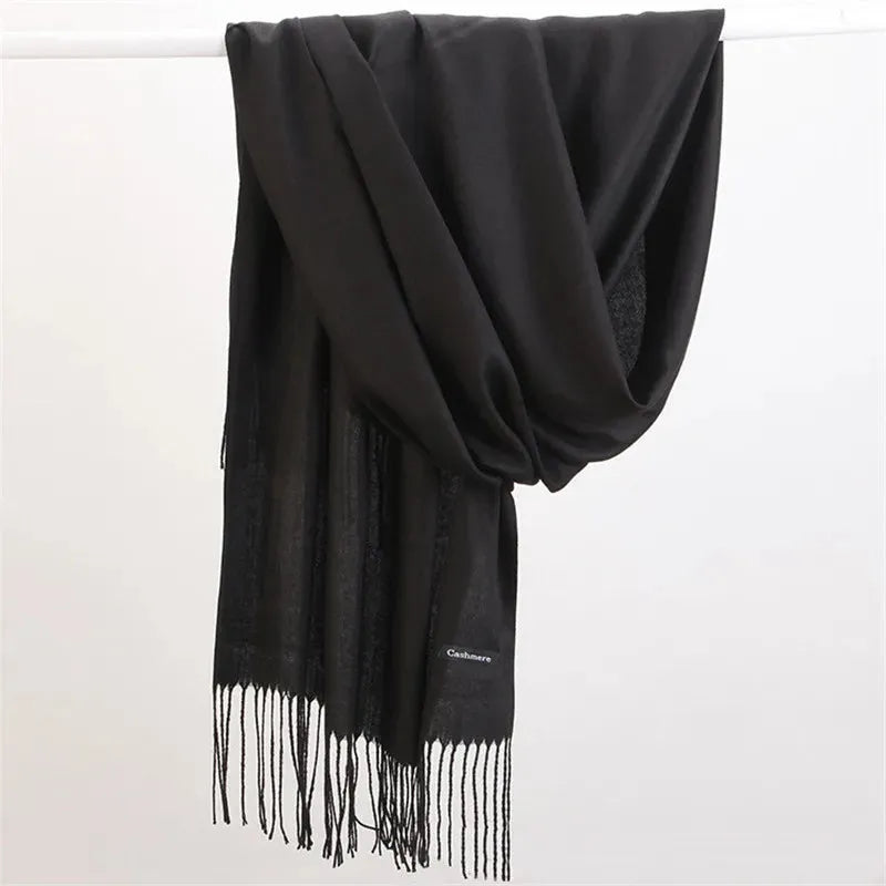 Solid Cashmere Scarf 175cm Winter Accessory Warm Luxury Soft Stylish Fashionable Timeless Elegant for Women | Sansoti