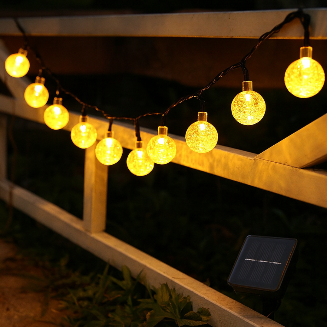 Éclairage de jardin solaire avec boules en cristal, 50-100 LED, éclairage extérieur de fête et d’ambiance, décoration de jardin | Sansoti