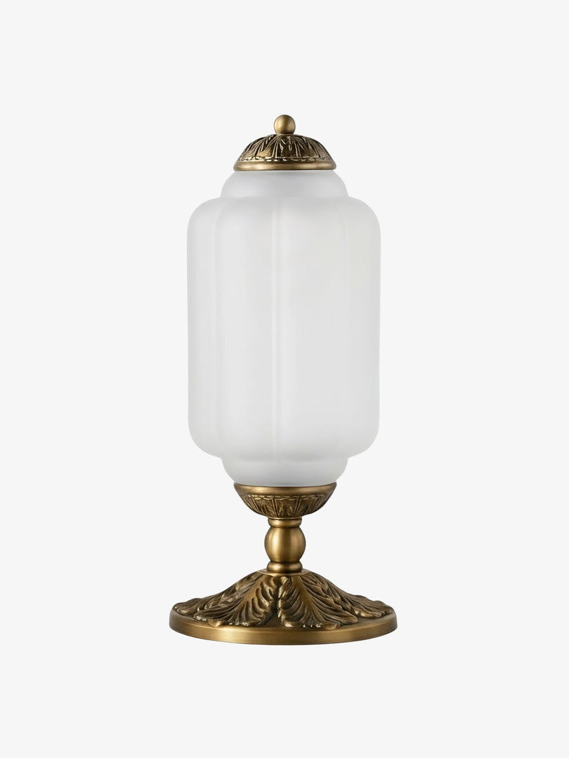 Vintage Glazen Tafellamp met Messing of Zwarte Afwerking | Sansoti